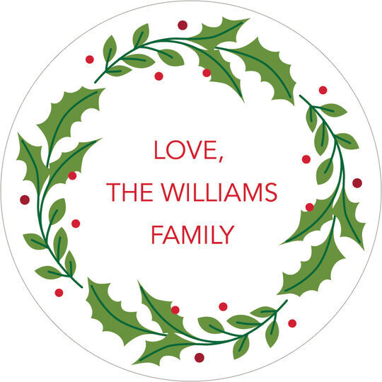 Holly Wreath Gift Stickers